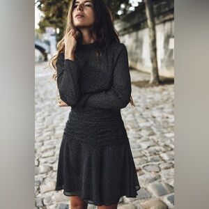 Zara Gathered Polka Dot Dress